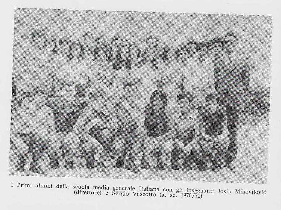 Prva generacija talijanske škole s Josipom Mihovilovićem, 1970/71.
