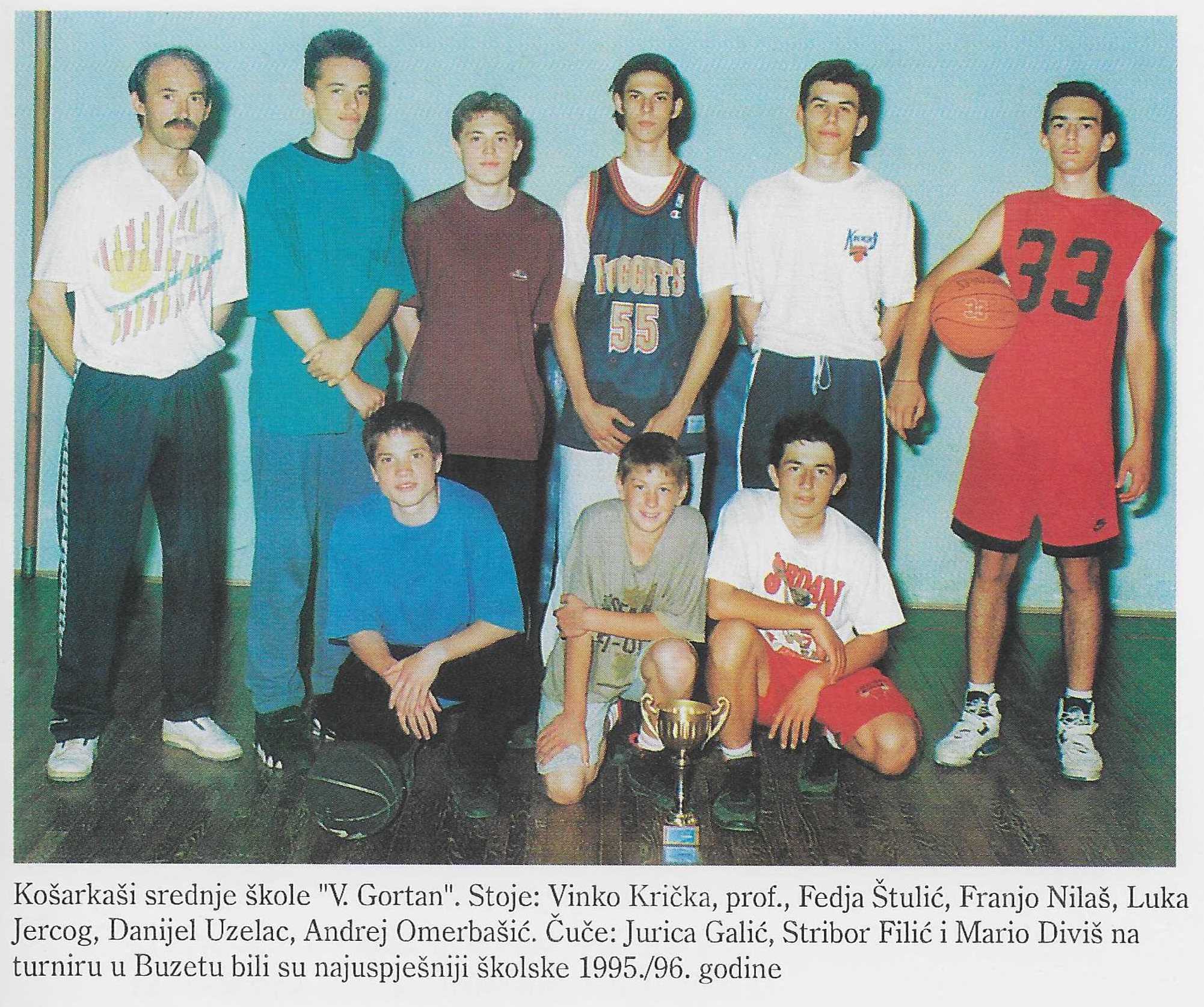 Natjecatelji iz matematike s profesoricom Elvirom Jović, školska 1995./96.